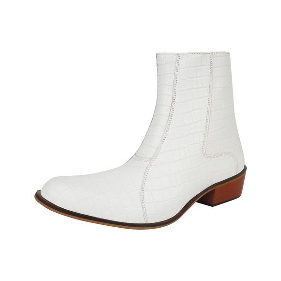 LIBERTYZENO Mens White Croco  Boots - Picture 1 of 7